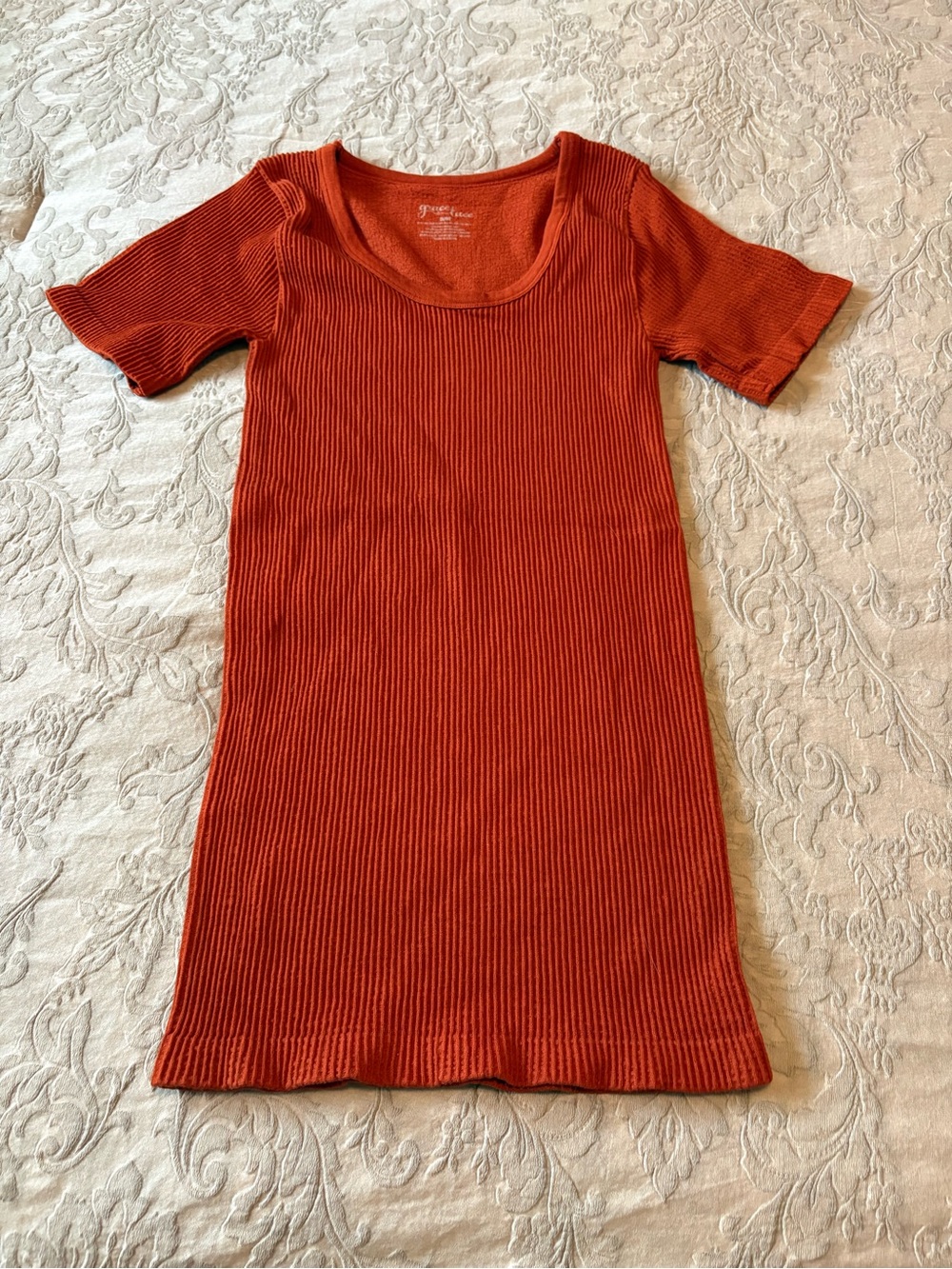 Grace & Lace Cozy Ribbed Orange Knit Top